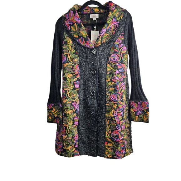 Kamana New Women's Jungle Queen Knit Embordered Button Wool Blend Sweater Coat - Picture 1 of 12